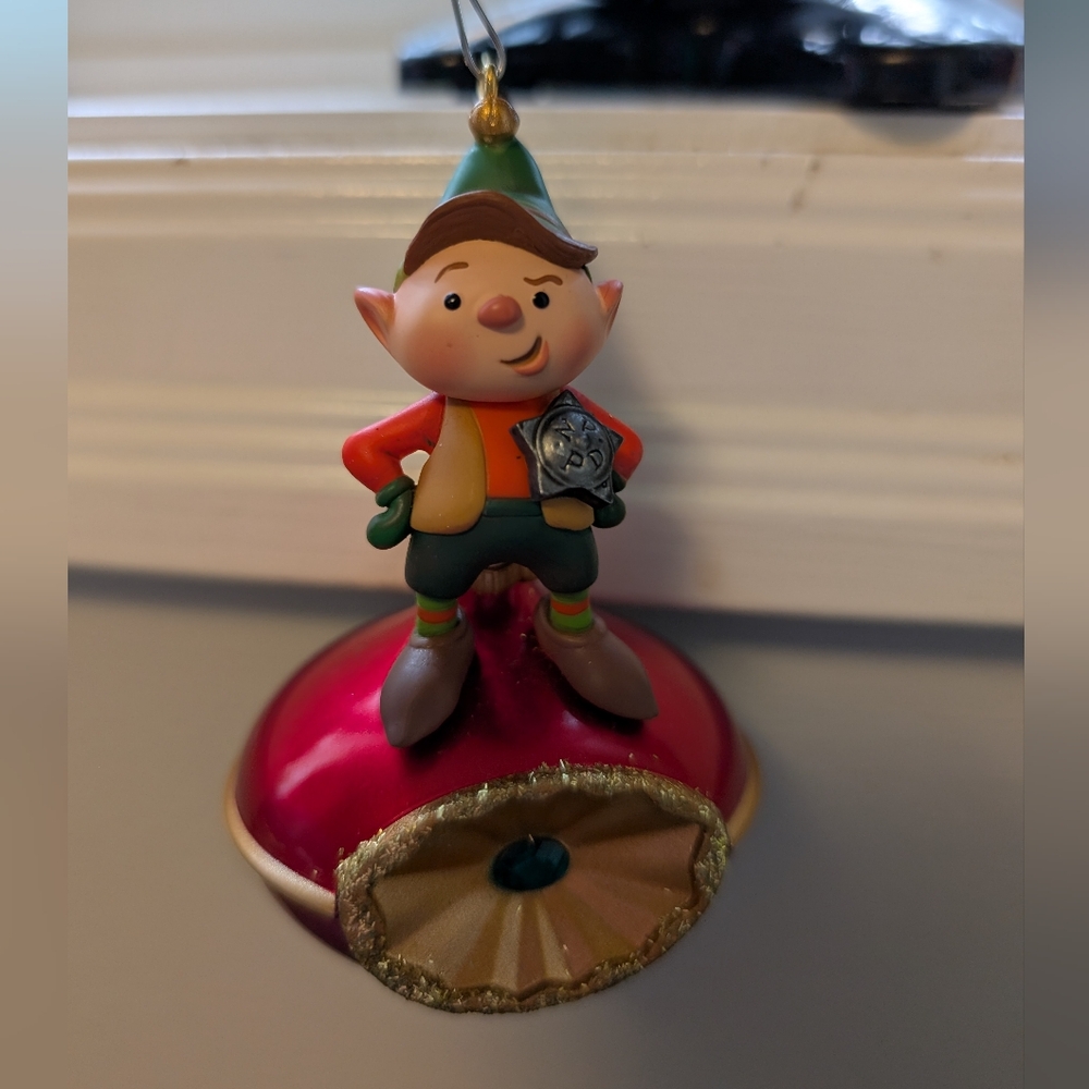 Hallmark 2008 Peek-Buster Elf Ornament with Red and Gold Details